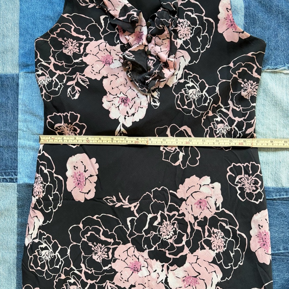 vtg papéll boutique 100% silk pink floral black dress ruffles size 14 - Picture 14 of 14